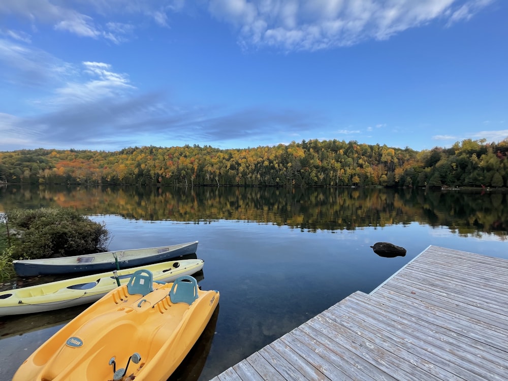 a couple of boats that are sitting in the water