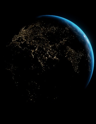 a view of the earth from space at night