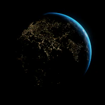 a view of the earth from space at night