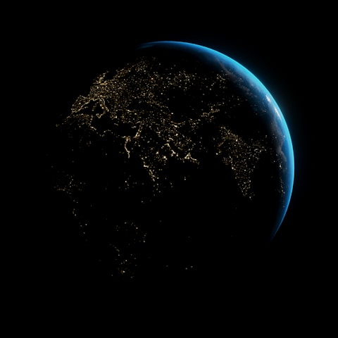 a view of the earth from space at night