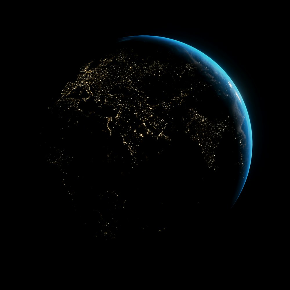 Uma visão da Terra do espaço à noite