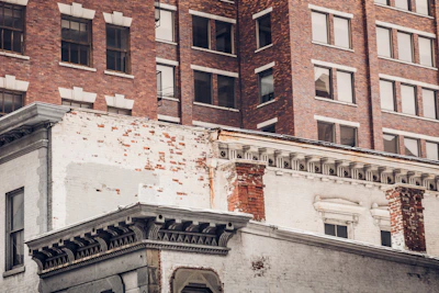 Close-up of detailed brickwork on a newly built townhouse.