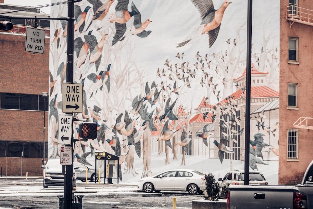 a mural on the side of a building