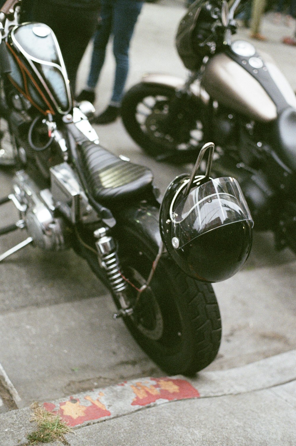 a couple of motorcycles parked next to each other