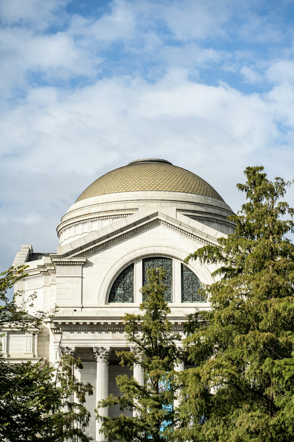 a dome on top of a building surrounded by trees