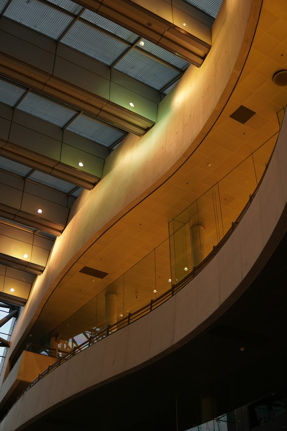 a large building with a curved ceiling and a skylight