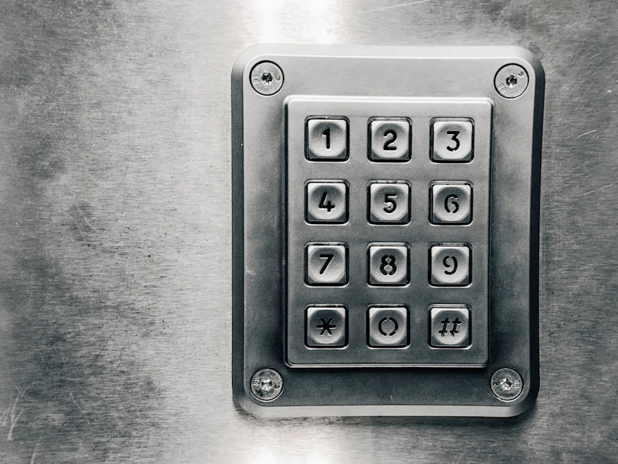 Keypad deadbolt mounted on a residential front door
