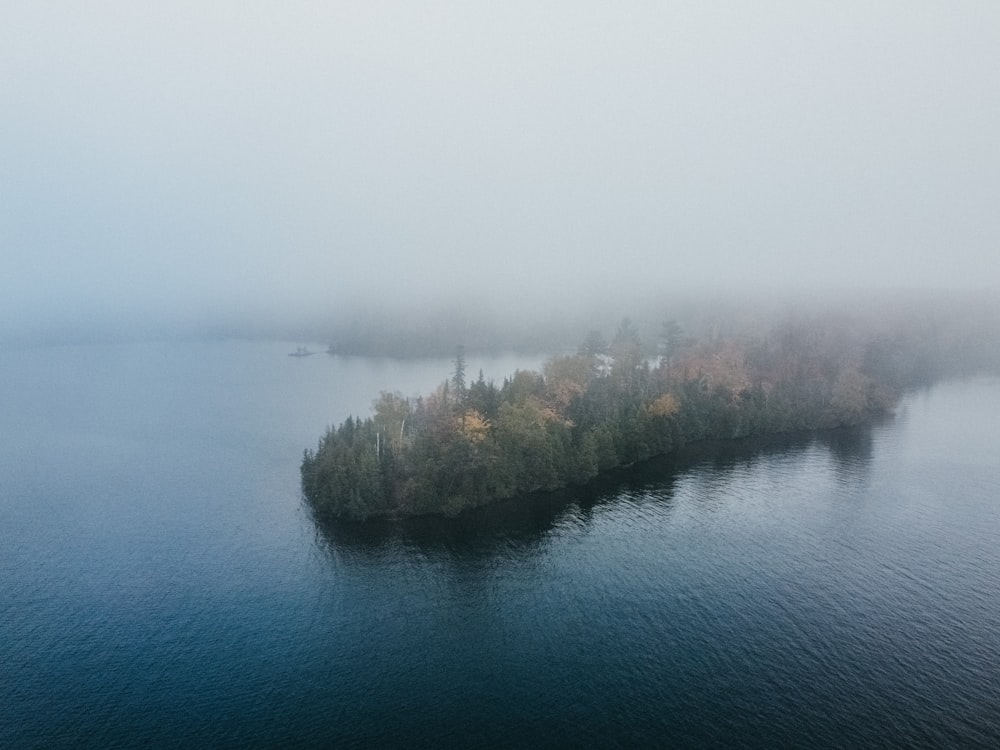 a small island in the middle of a body of water