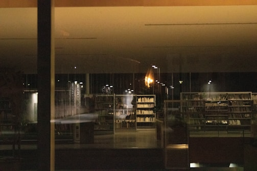 Soft-focus background of a classic law library with warm lighting.