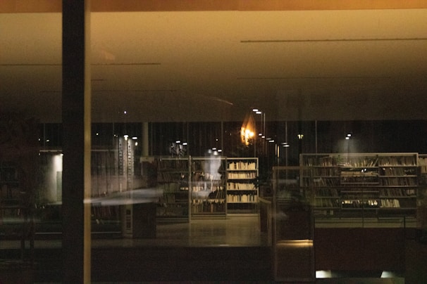 Photo of a professional law office interior with warm lighting and legal books.
