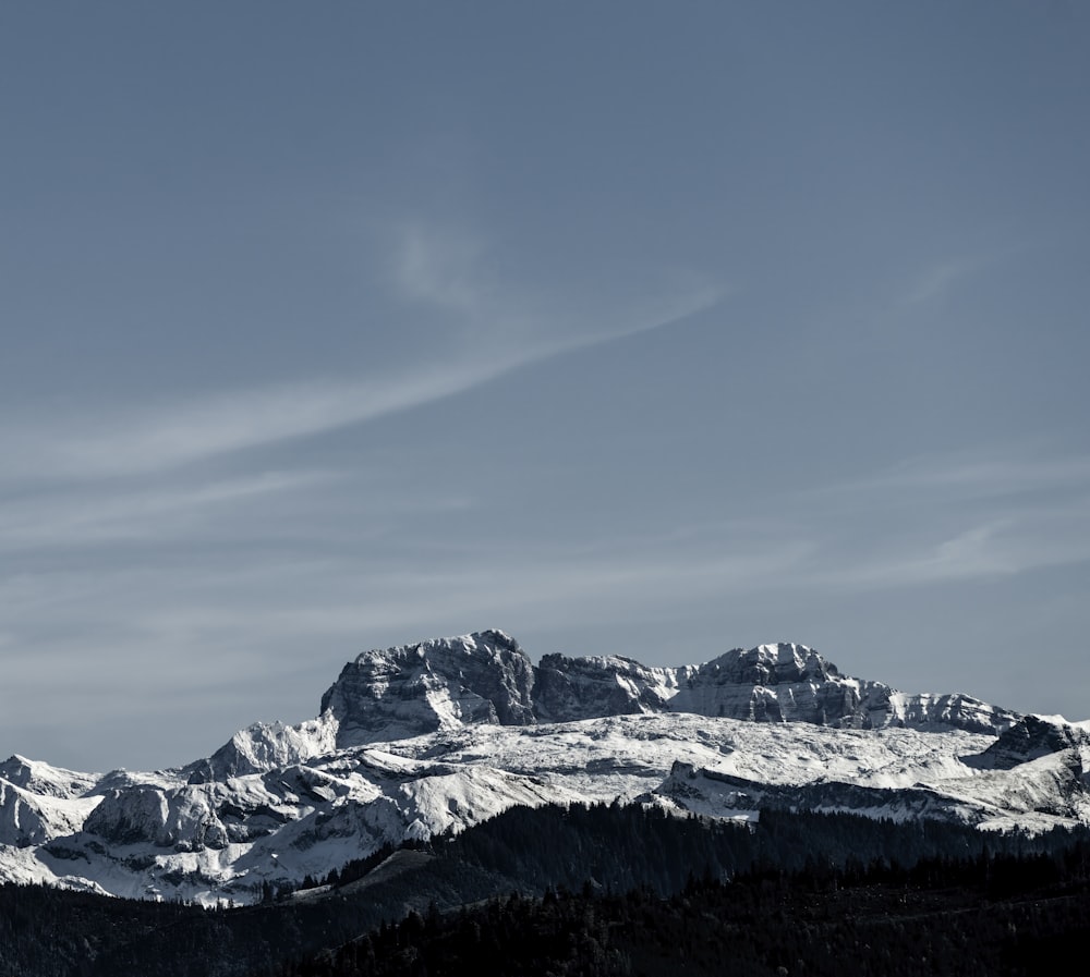 a view of a snow covered mountain