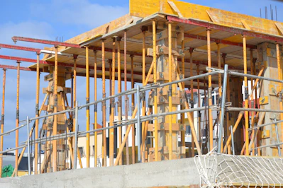 a building under construction with scaffolding around it