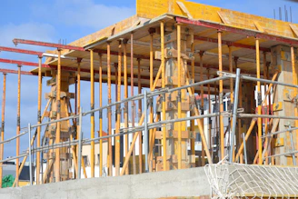 a building under construction with scaffolding around it