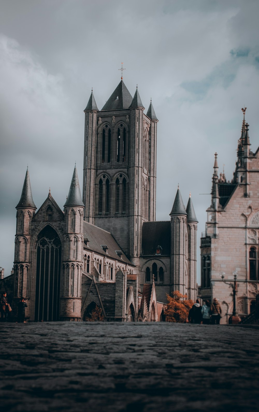 a large cathedral with a clock tower on top of it