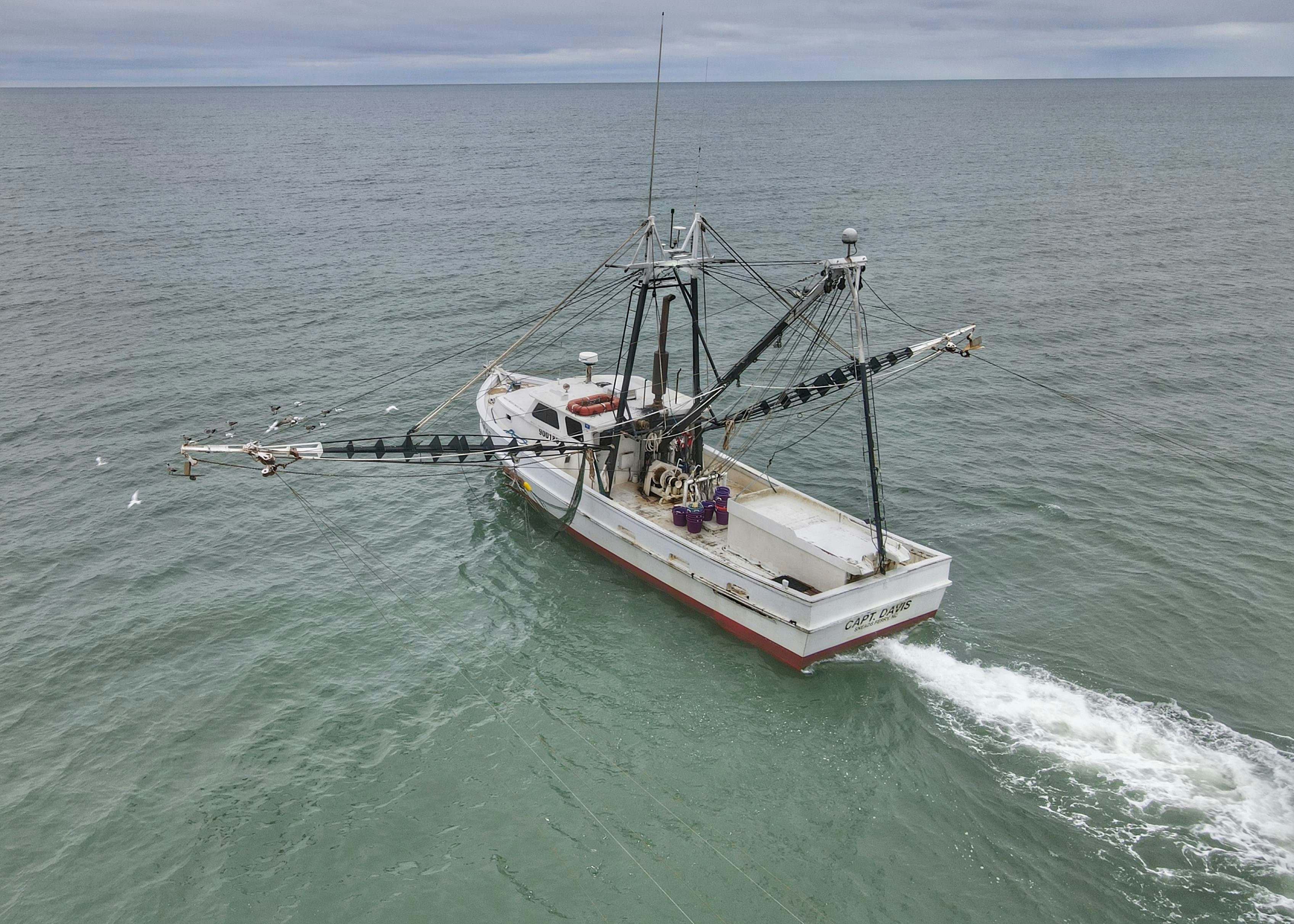Fishing boat off the shore near Atlantic Beach, North Carolina.