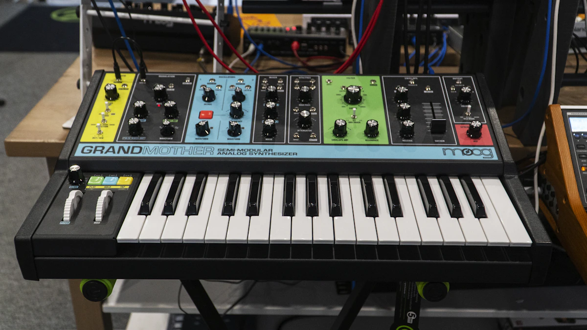 Synthesizer keyboard and studio controls