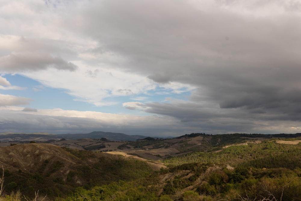 a view of a mountain range with a cloudy sky