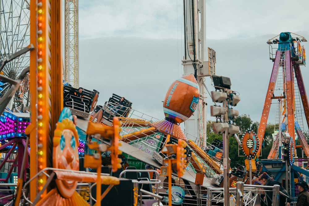 a carnival ride with a number of rides