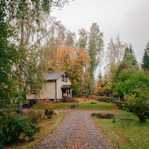 a house in the middle of a wooded area