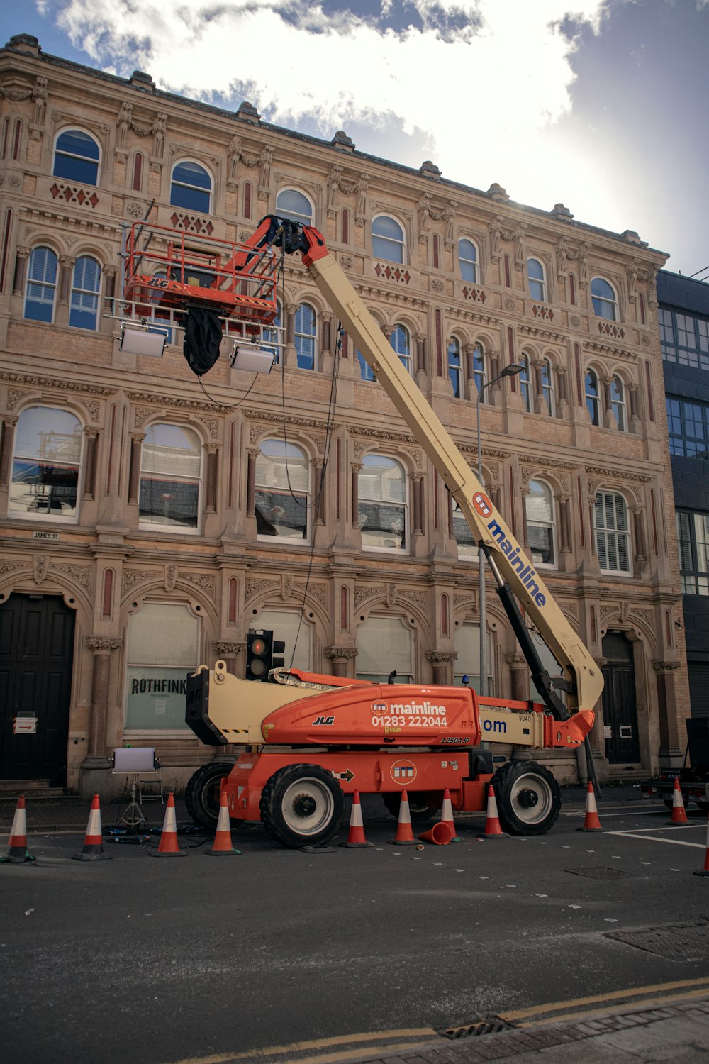 a crane that is sitting in the street