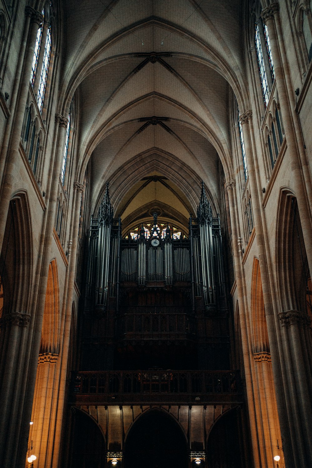 a large cathedral with a pipe organ in it