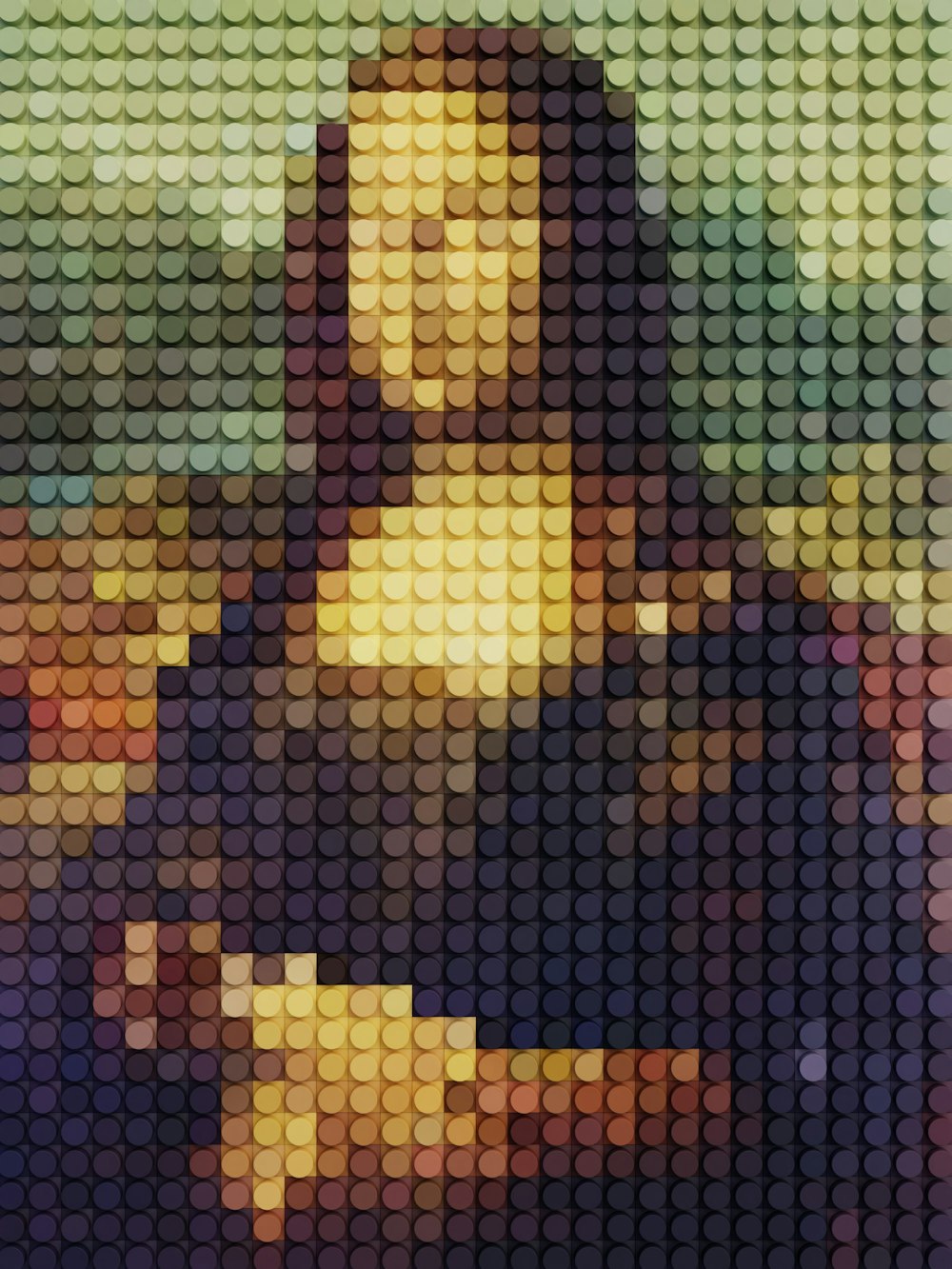 Una foto di una donna fatta di Lego