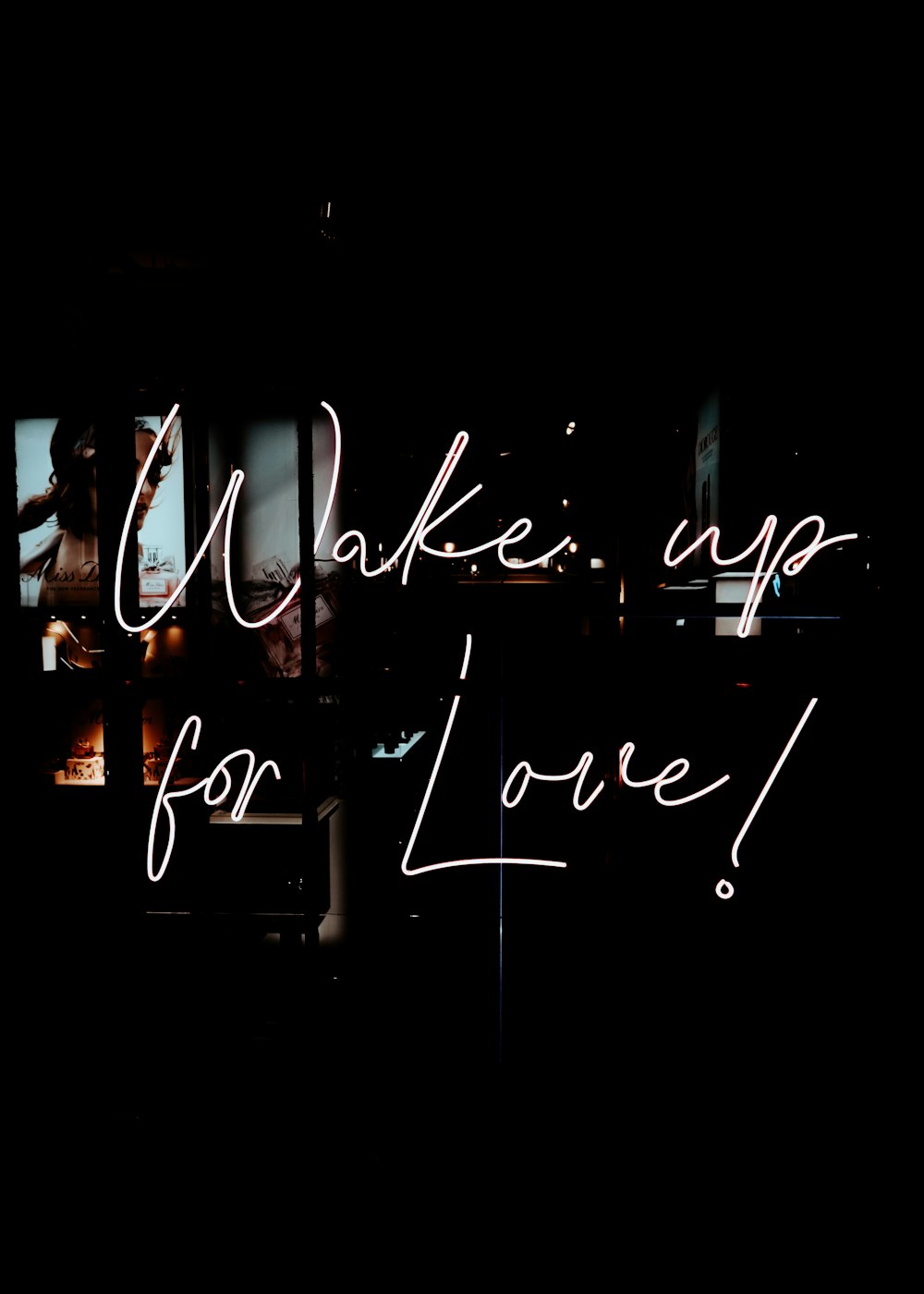 a sign that says wake up for love