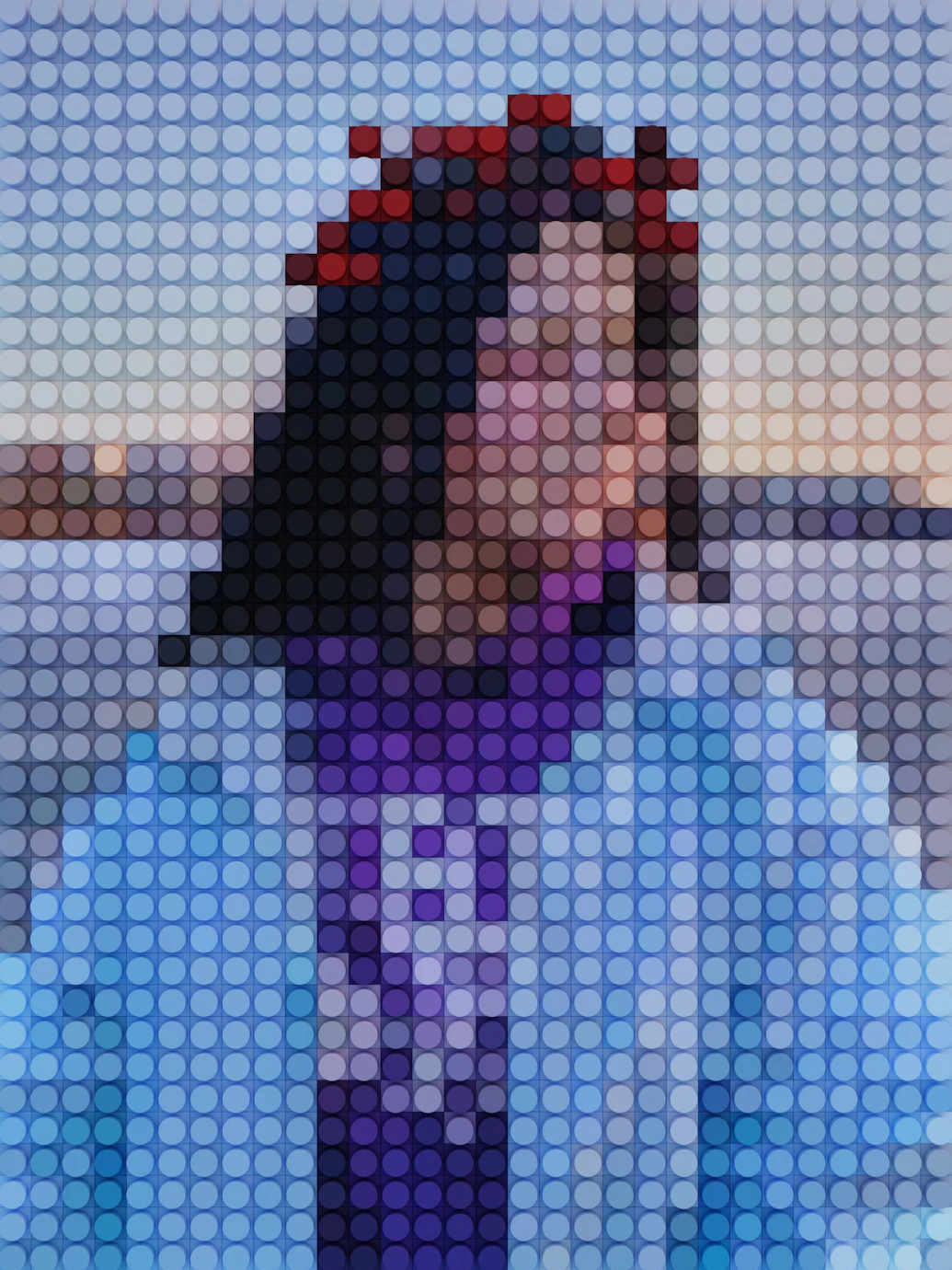 A pixelated woman portrait