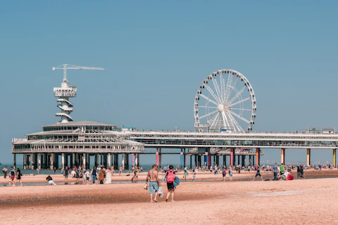 The Scheveningen Beach at The Hague with a ferris wheel in the background