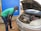 A mechanic inspecting a car engine with tools nearby.
