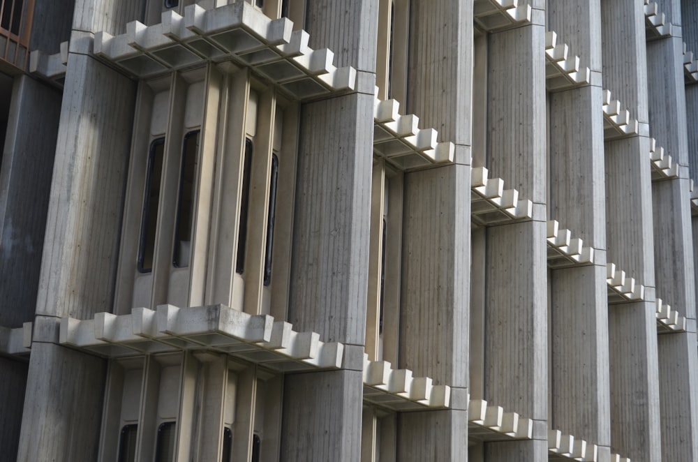 a close up of a building with many windows