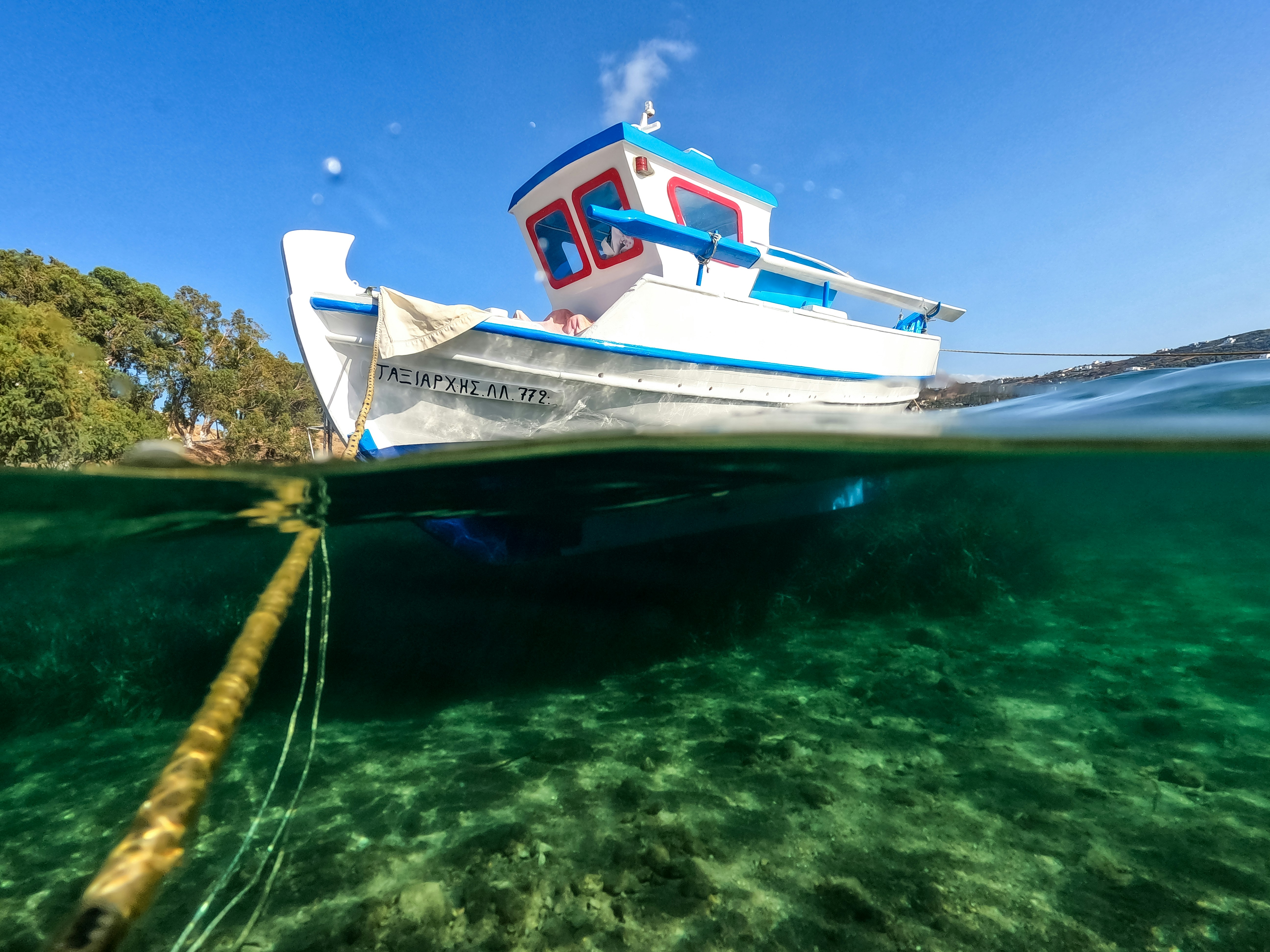 Greek Traditional Boat - Half Underwater