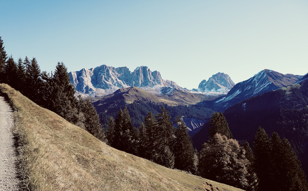 a dirt road in the middle of a mountain range