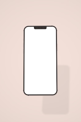 a white phone with a black frame on a pink background