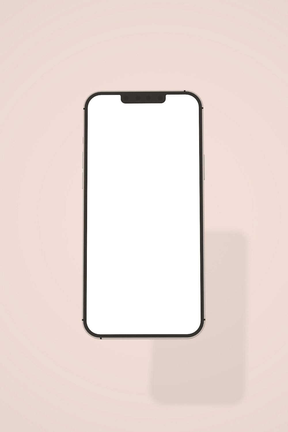 a white phone with a black frame on a pink background