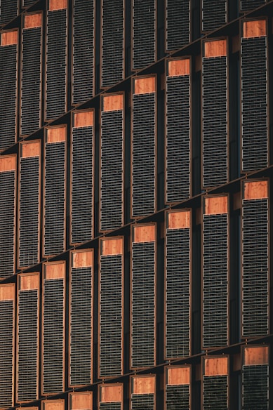 a close up of a building with many windows