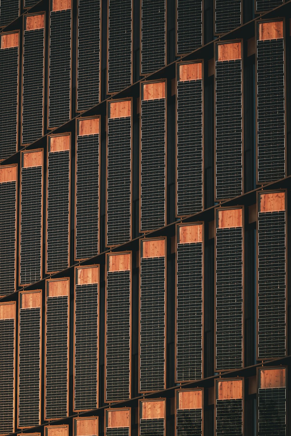 a close up of a building with many windows
