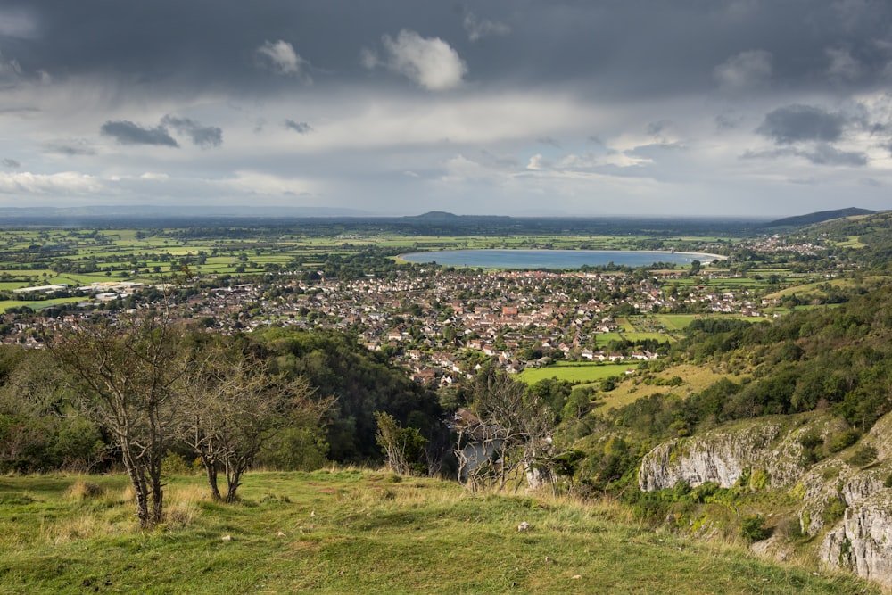 a view of a city from a hill