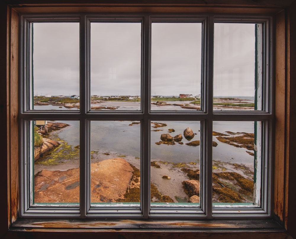 a view of a body of water through a window