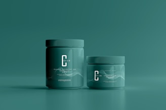 two jars of powder, Protien Powder, Cosmetics
