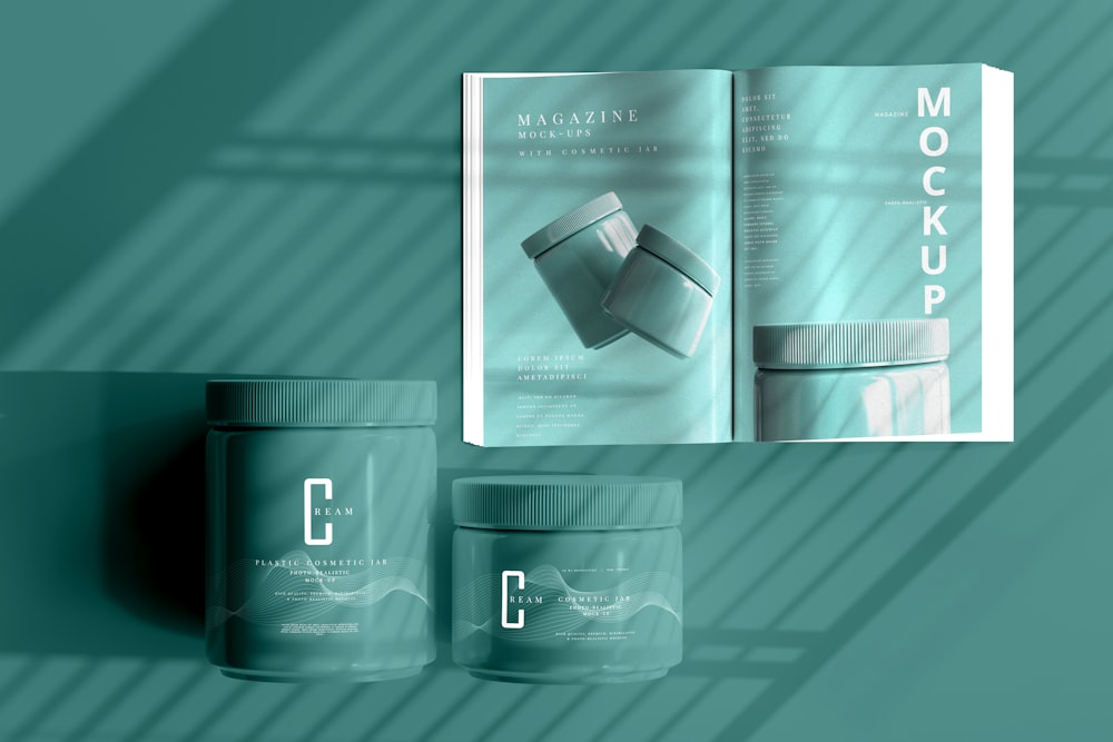 the packaging design for a cosmetic product on a green background