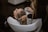 A person is having their hair washed in a salon setting. The stylist uses a handheld showerhead to rinse the hair over a white basin. The scene is calm and professionally arranged with focus on hair and hygiene.
