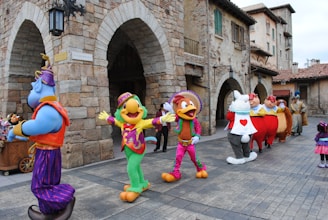 A colorful children's entertainment event with characters.
