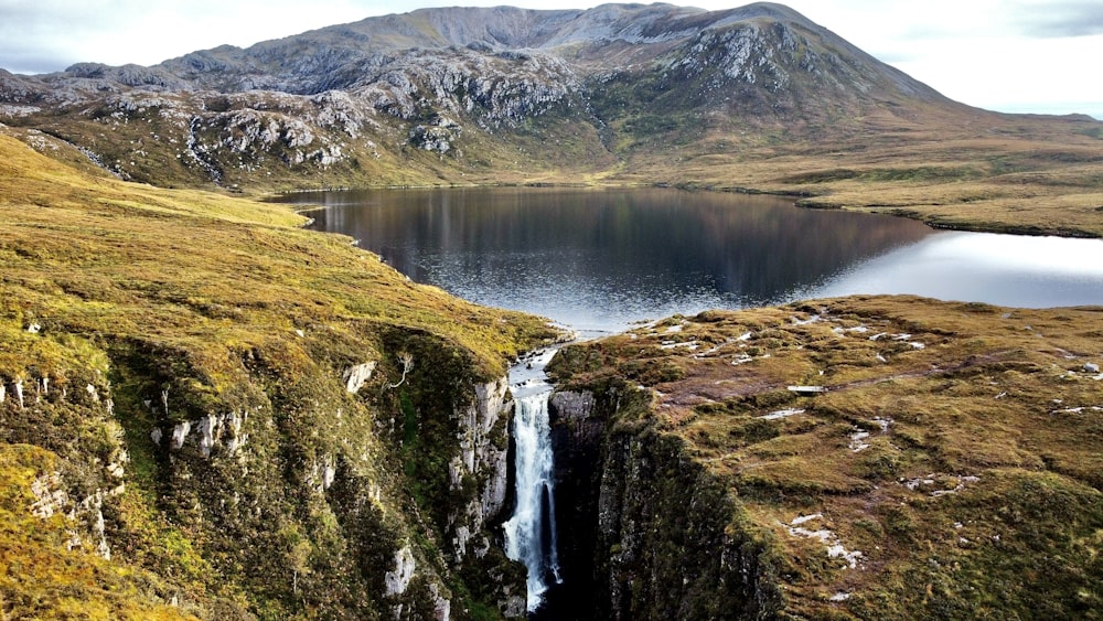 a large body of water surrounded by mountains