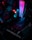 The image features the interior of a computer with a focus on a graphics card labeled 'GEFORCE RTX' and RGB lighting components. The lighting displays vibrant hues of pink, blue, and red, illuminating the surrounding hardware.