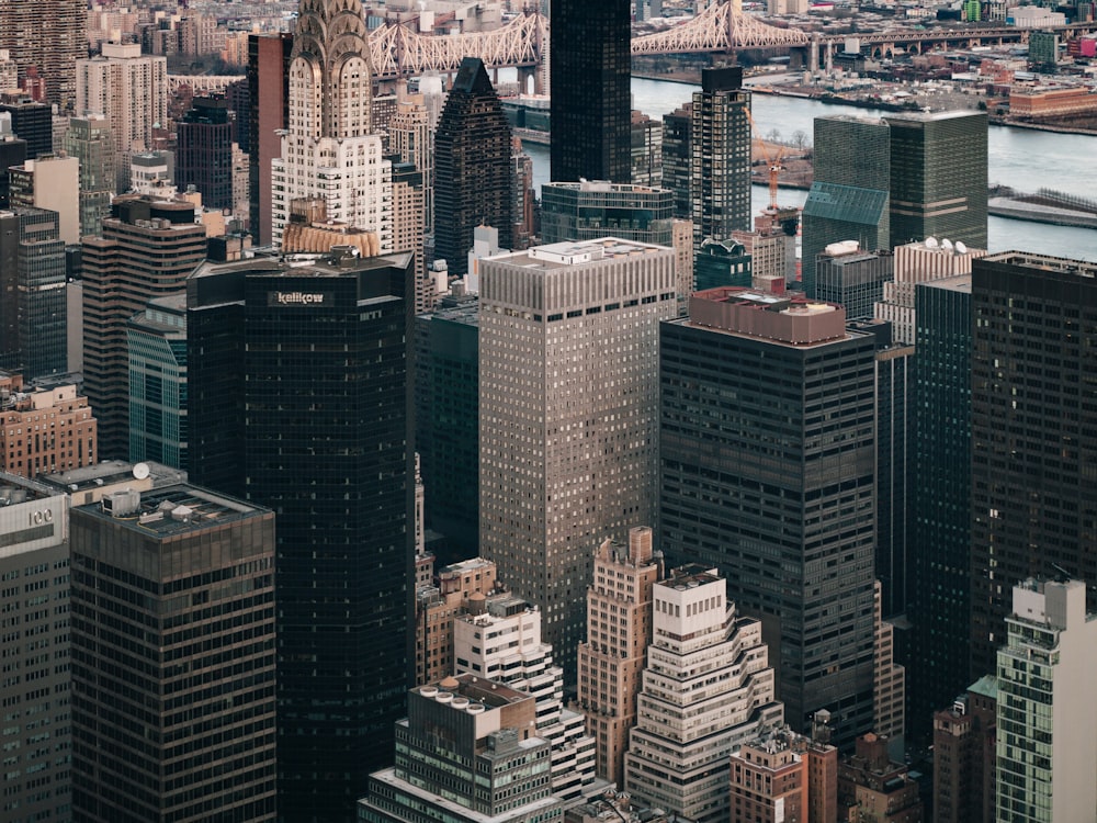 a view of a large city with tall buildings