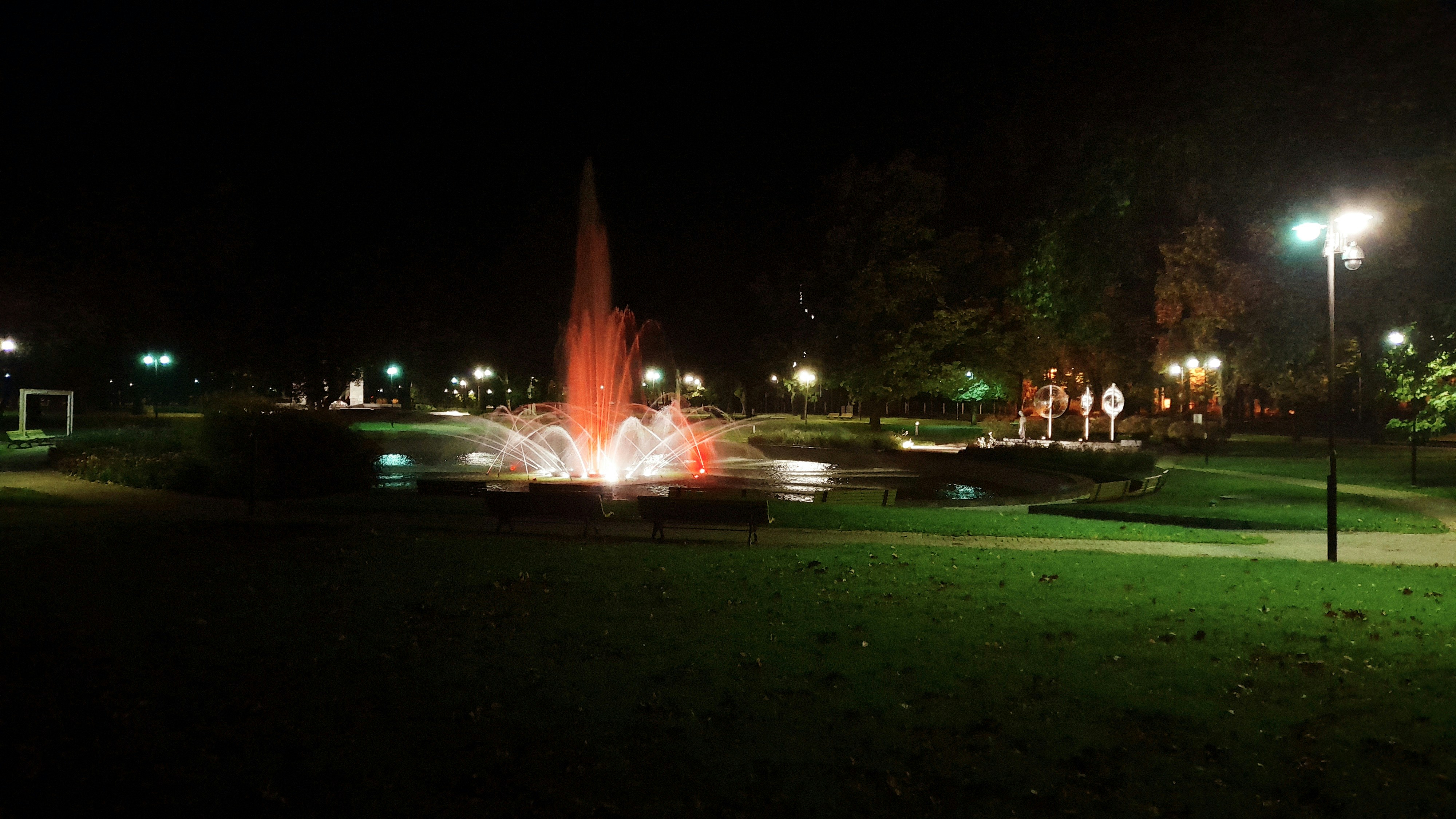 Campus Martius Park at night - woodward lofts detroit