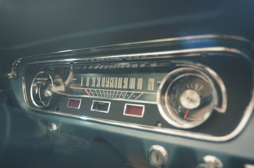 a close up of a radio in a car