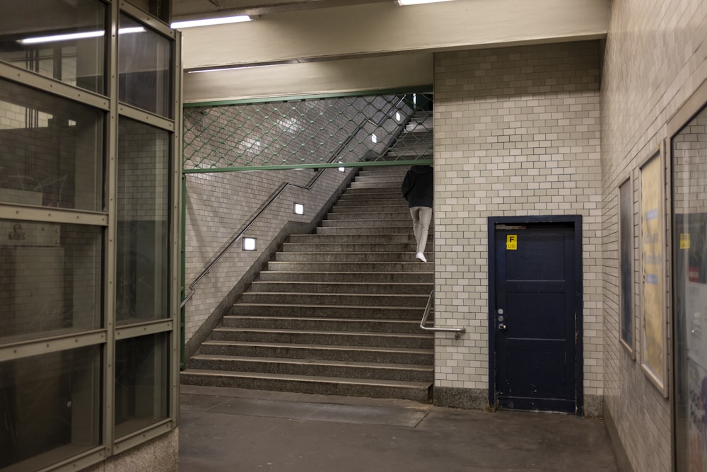 a set of stairs leading up to a door