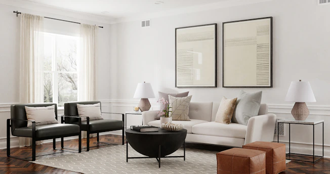 a living room with a lot of furniture in it